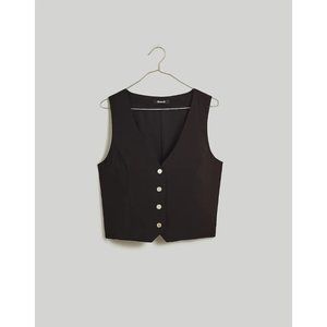 Madewell Katrina Crop Vest Top In Soft Drape True Black NWT